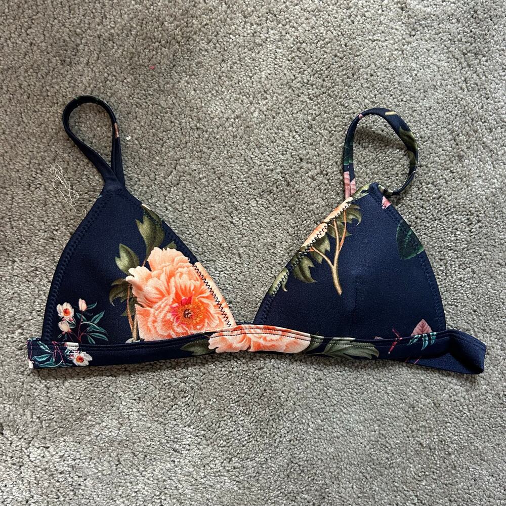 Triangl Neoprene Floral Bikini Top Beachy Coastal Tropical Size Small